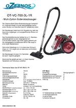 Datenblatt Staubsauger OT-VC-700-3L-1R