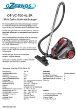 Datenblatt Staubsauger OT-VC-700-4L-2R